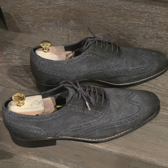 Cole Haan Men's Suede Oxford Shoes - Dark Gray - Picture 3 of 6
